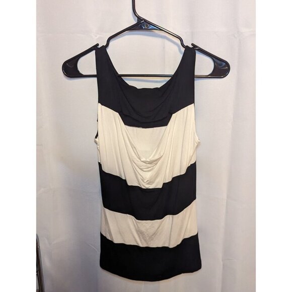 Women's Small NWT Black And White Carmen Marc Valvo Tank With Opening In Back - Picture 7 of 11